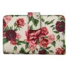 Floral Print Bifold Continental Wallet with Zipper Closure One Size Women