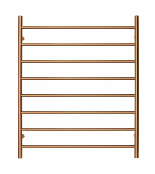 Premium Brushed Rose Gold Heated Towel Rack – 8 Bars, Round Design, AU Standard, 1000x850mm Wide