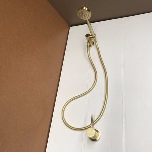 2021 New Brass Burnished Gold  round hand held SHOWER HEAD  adjust holder mixer