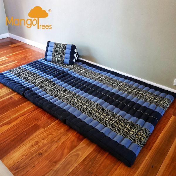 King Single Size Foldable Mattress Kapok Filled Camping Matt BlueEle