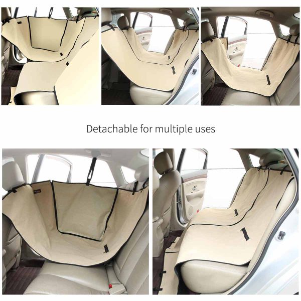 Ondoing Detachable Pet Dog Car Seat Cover Backseat Protector Hammock Waterproof Non-slip Cream