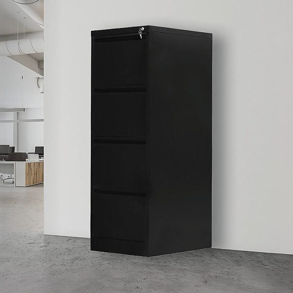 Drawer Shelf Office Gym Filing Storage Locker Cabinet – Black, 4-Drawer