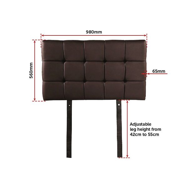 PU Leather Single Bed Deluxe Headboard Bedhead – Brown