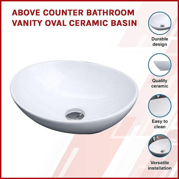 Above Counter Bathroom Vanity Ceramic Basin – Oval