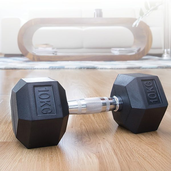 Commercial Rubber Hex Dumbbell Gym Weight – 10 KG