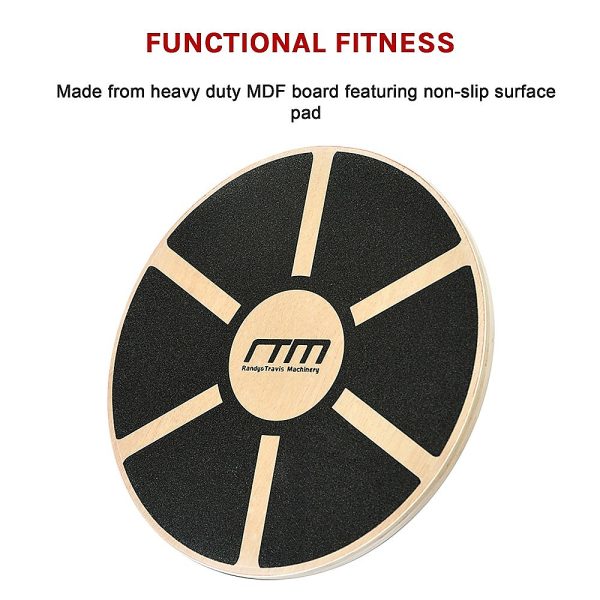 Heavy Duty 15.5″ Wooden Balance Board with Non-Slip Pad Fitness