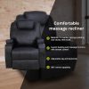 Massage Sofa Chair Recliner 360 Degree Swivel PU Leather Lounge 8 Point Heated – Black