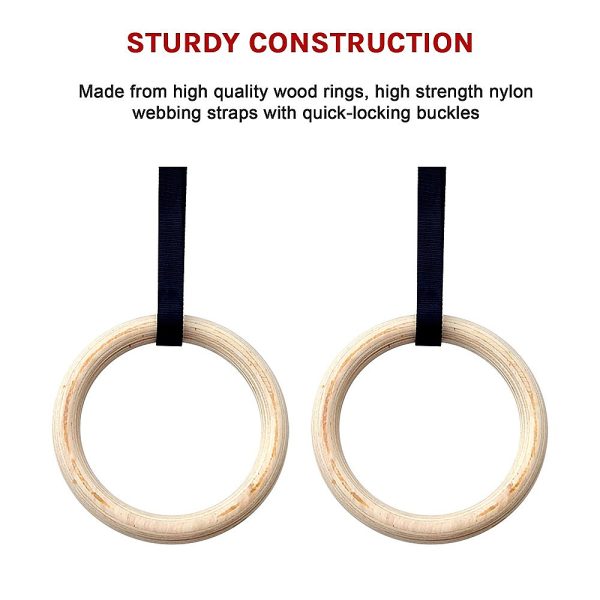 32mm Wooden Gymnastic Rings Olympic Gym Rings Strength Training