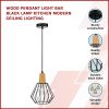 Wood Pendant Light Bar Lamp Kitchen Modern Ceiling Lighting – Black