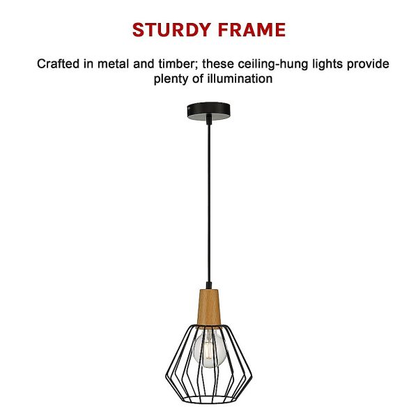 Wood Pendant Light Bar Lamp Kitchen Modern Ceiling Lighting – Black