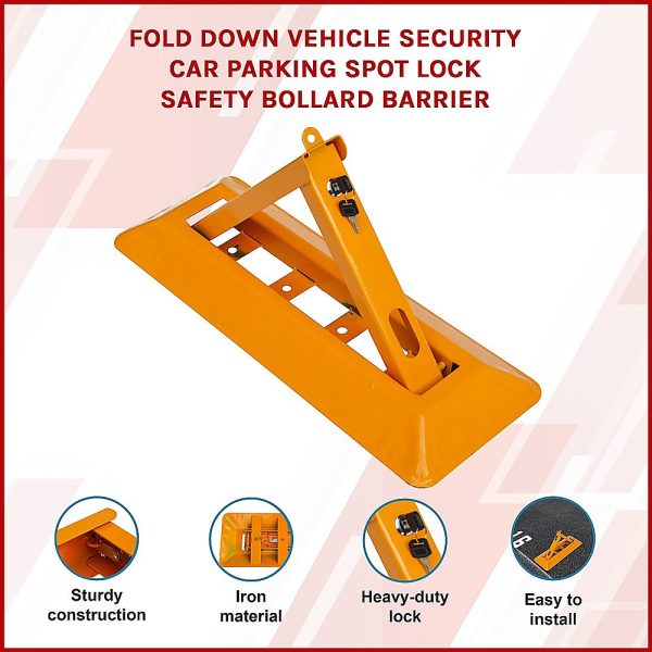 Fold Down Vehicle Security Car Parking Spot Lock Safety Bollard Barrier