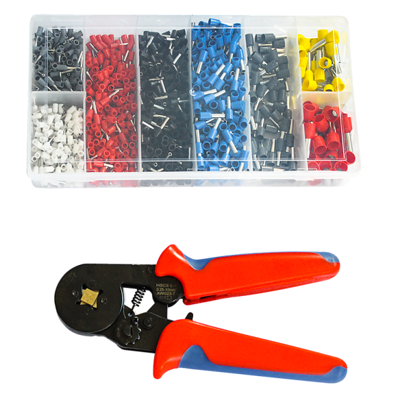 1200Pcs Bootlace Ferrule Crimper kit 0.25-10mm2 Cord End Ratchet Crimping Tool