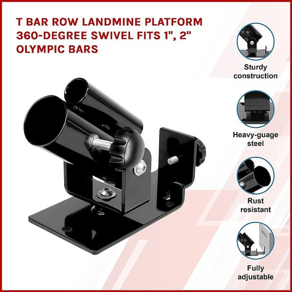 T Bar Row Landmine Platform 360-degree Swivel Fits 1″, 2″ Olympic Bars