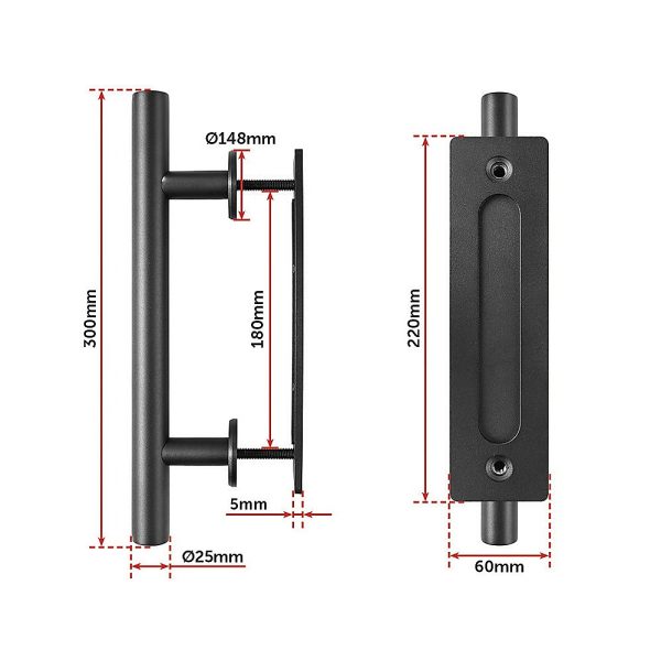 Carbon Steel Door Handle & Flush Pull Wood Door Gate Hardware 12″