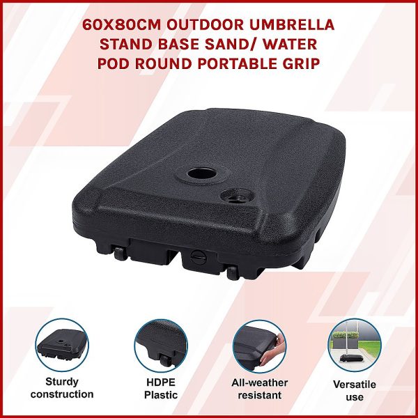 60x80cm Outdoor Umbrella Stand Base Sand/ Water Pod Round Portable Grip