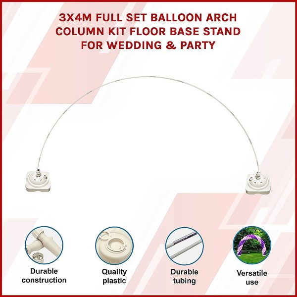 3x4m Full Set Balloon Arch Column Kit Floor Base Stand For Wedding & Party