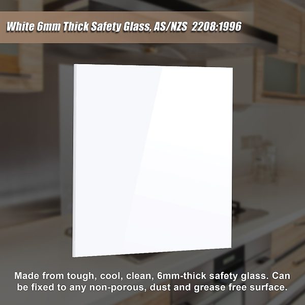 Toughened Glass Kitchen Splashback – 60 x 75 cm, White