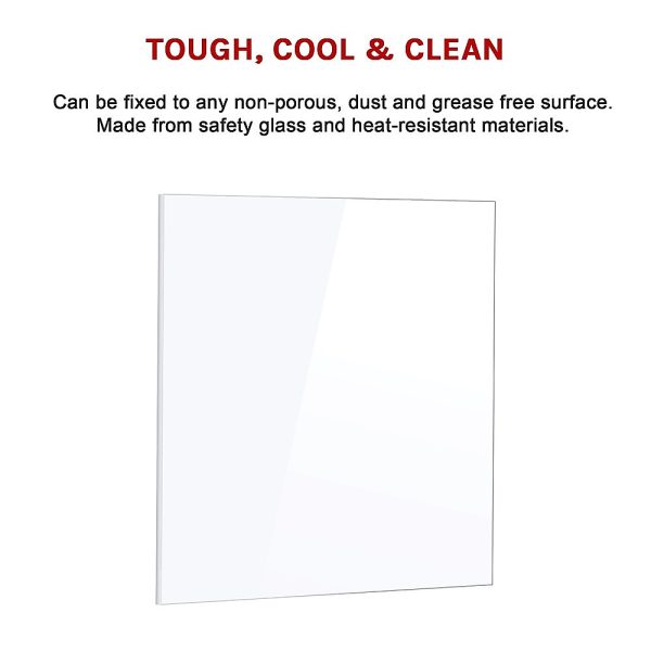 Toughened Glass Kitchen Splashback – 60 x 75 cm, White