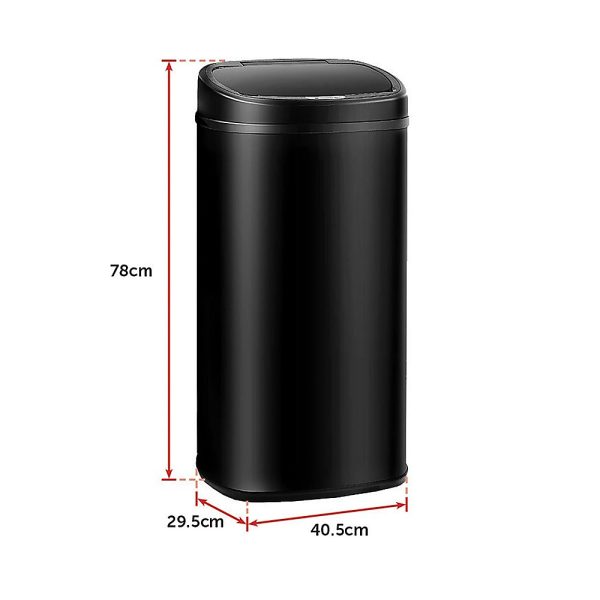 68L Motion Sensor Bin Automatic Stainless Steel Kitchen Rubbish Trash – Black