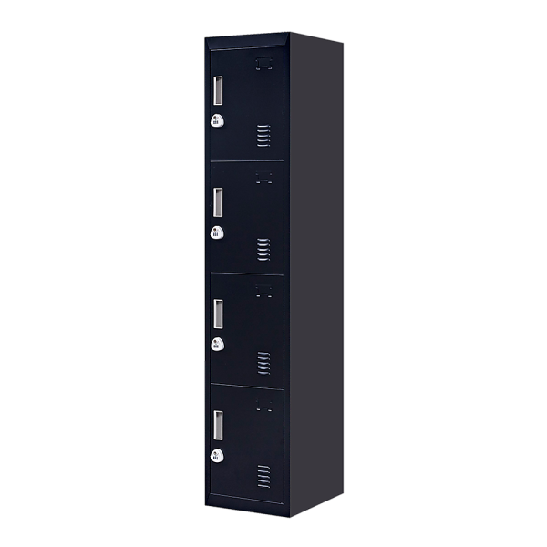 4 Door Locker for Office Gym – Black, 3-Digit Combination Lock