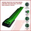 Indoor Practice Putting Green 2.5m Mat Inclined Ball Return Fake Grass 2 Holes