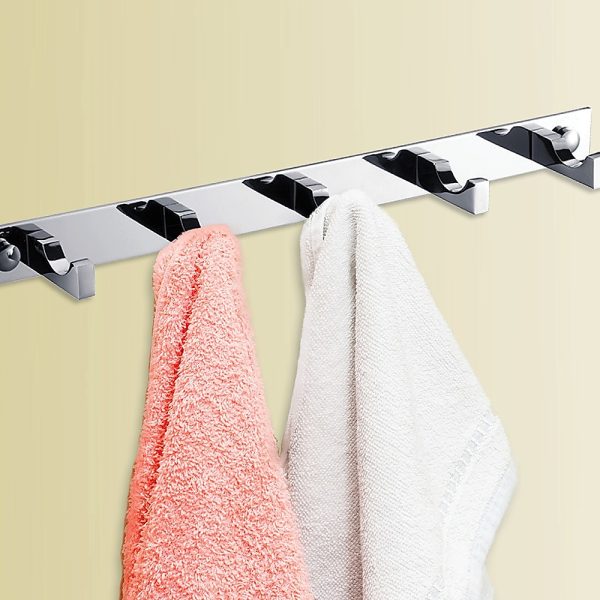 5-Hook Bathroom Robe and Towel Rail Bar Rack