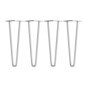 Set of 4 Industrial Retro Hairpin Table Legs 12mm Steel Bench Desk – 41 cm, Chrome