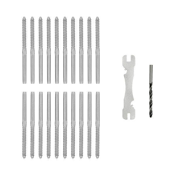 Stainless Steel DIY Rope Balustrade Kit 3.2mm Swage 2 x Lag Screw Term – 10 pack