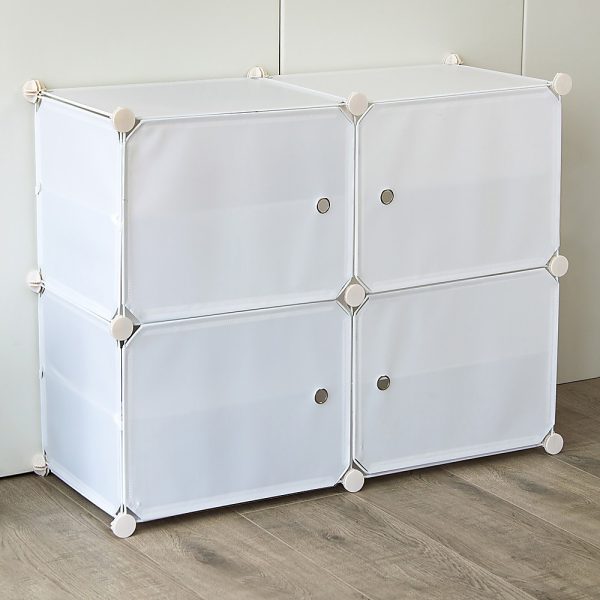 White Cube DIY Shoe Cabinet Rack Storage Portable Stackable Organiser Stand. – 85 x 32 x 65 cm