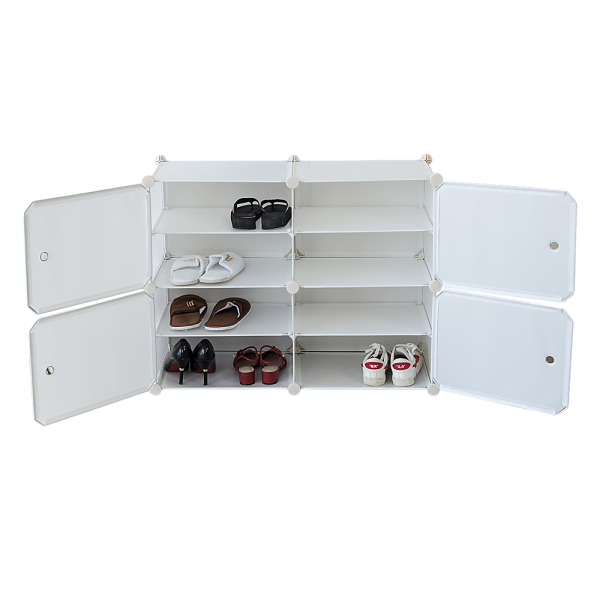 White Cube DIY Shoe Cabinet Rack Storage Portable Stackable Organiser Stand. – 85 x 32 x 65 cm