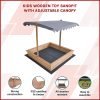 Kids Wooden Toy Sandpit with Adjustable Canopy