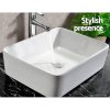 Ceramic Bathroom Basin Vanity Sink Above Counter Top Mount Bowl – Square