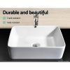 Ceramic Bathroom Basin Vanity Sink Above Counter Top Mount Bowl – Square