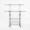 Heavy Duty Commercial Garment Rack Double Bar Rolling Collapsible Clothing Shelf