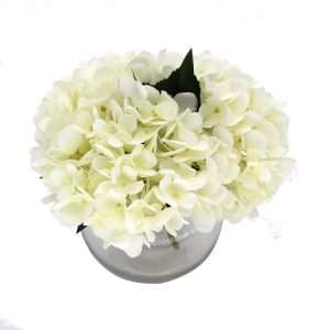 Premium Faux Hydrangea With Glass Vase (Artificial Flowering Hydrangea) 23cm