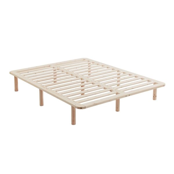 Platform Bed Base Frame Wooden Natural Pinewood – DOUBLE