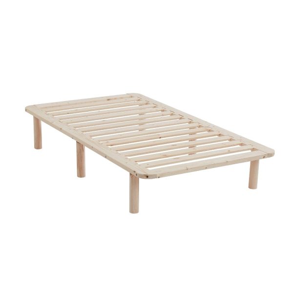 Platform Bed Base Frame Wooden Natural Pinewood – DOUBLE