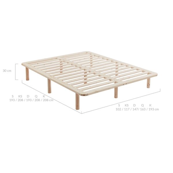 Platform Bed Base Frame Wooden Natural Pinewood – DOUBLE