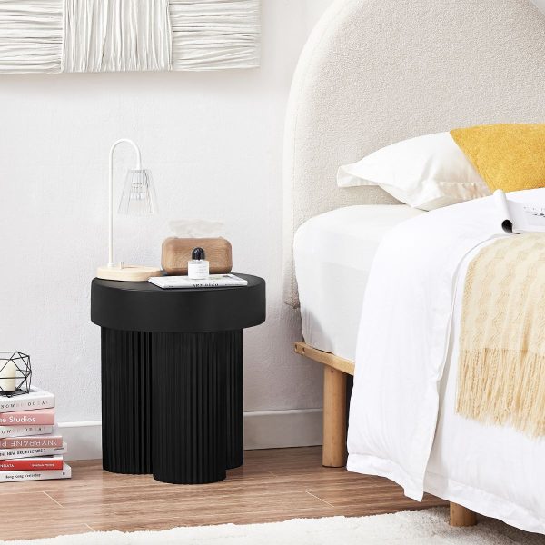 Maya Ribbed Black Side Table