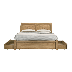 Cobar Natural Wooden Bed Frame with Storage Drawers King