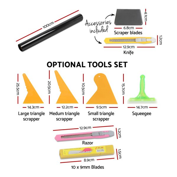 Window Tint Film Black Commercial Car Auto House Glass – 100×30 cm(Tool Kit), 15% Visible