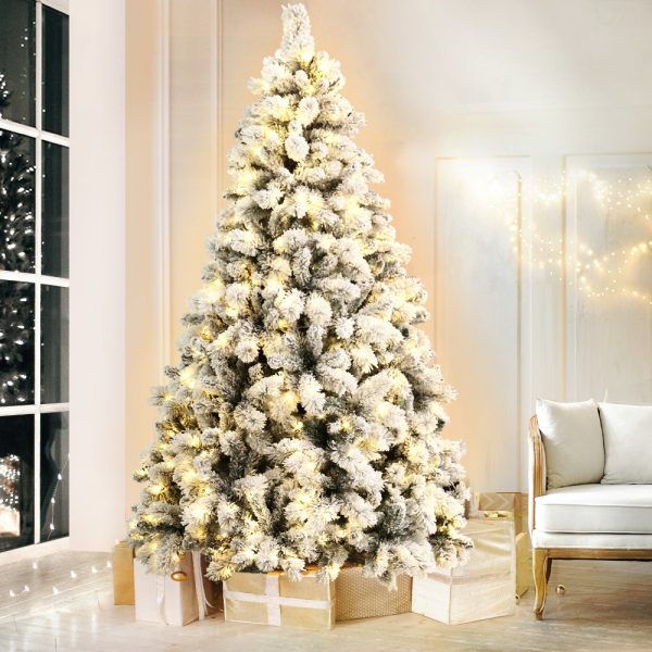 Jingle Jollys Christmas Tree Xmas Tree with LED Lights Snowy Tips – 6ft – 350 LED