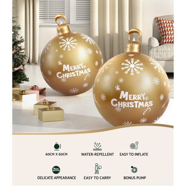 Christmas Inflatable Ball Bauble 60cm Outdoor Decoration Gold