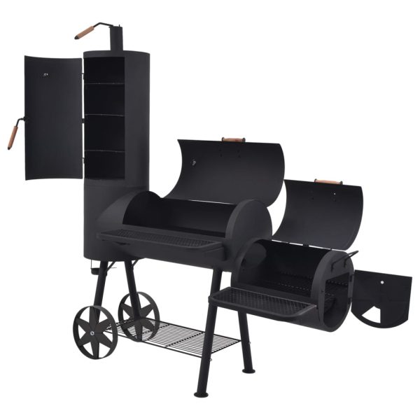 BBQ Charcoal Smoker with Bottom Shelf Black Heavy – XXL