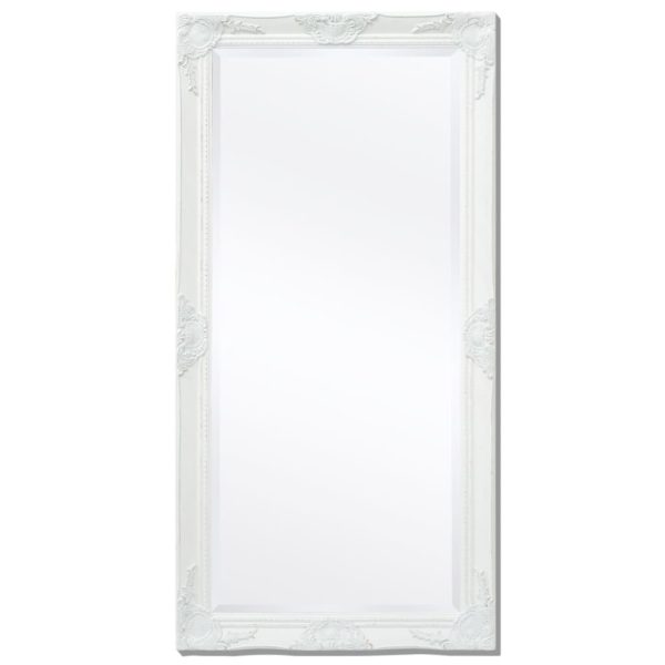 Wall Mirror Baroque Style 120×60 cm – White