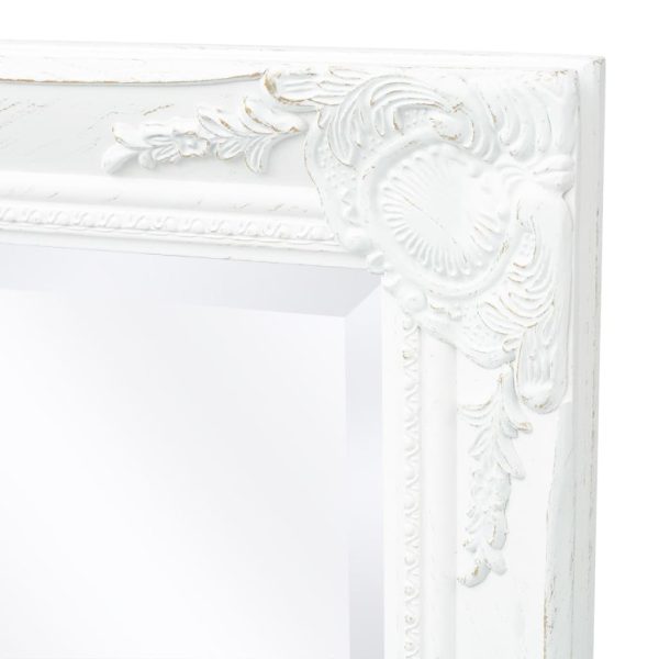 Wall Mirror Baroque Style 120×60 cm – White