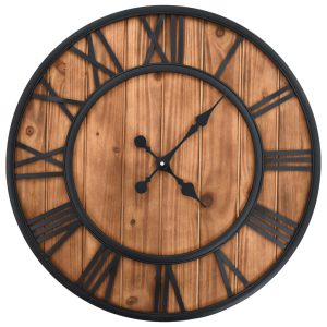 Vintage Wall Clock with Quartz Movement Wood and Metal 60 cm XXL