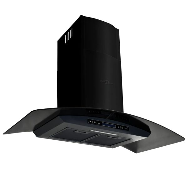 Wall Mounted Range Hood Stainless Steel 756 m/h Black – 90x45x(46-73) cm