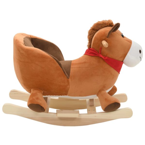 Rocking Animal with Backrest Plush 60x32x50 cm Brown – Horse