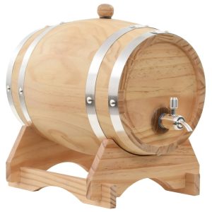 Wine Barrel with Tap Solid Pinewood